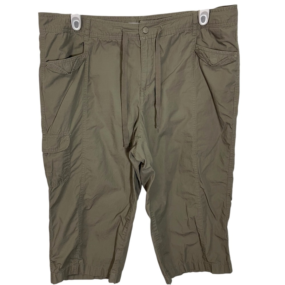 Bandolino Blu 18W Green Cargo Capri Pants Drawstring Utility Gorpcore Safari
